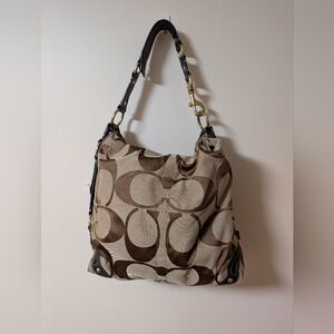 Coach Brown Signature Canvas 'Carly' Bag (Large)
